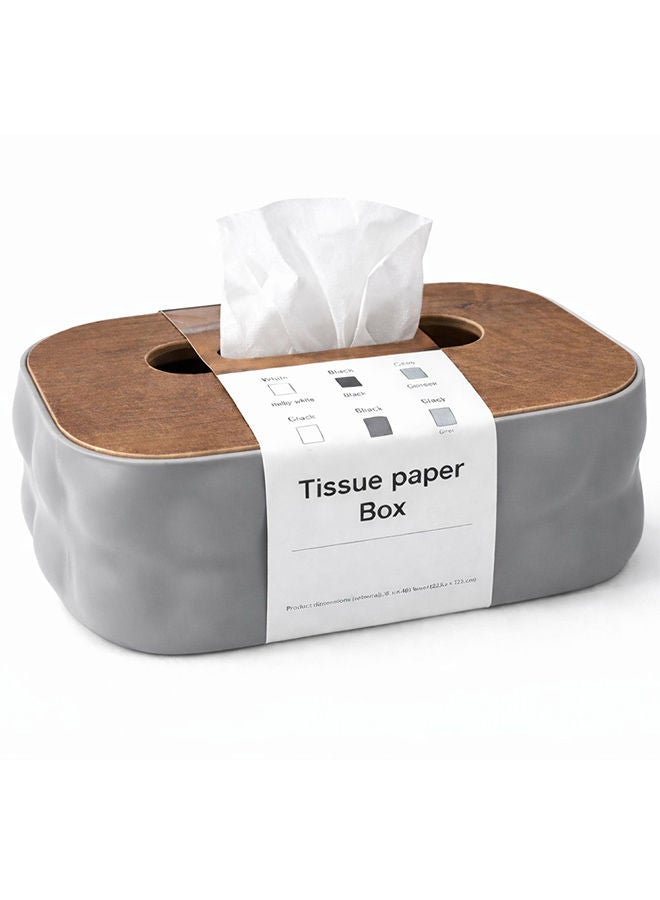 Grey Modern Tissue Box Cover with Lid – Decorative Rectangular Tissue Holder for Bathroom, Living Room, Bedroom & Office Beige